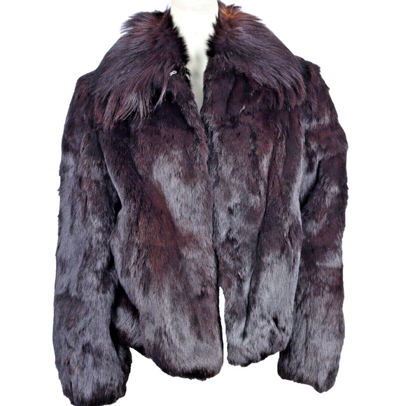 Vintage Burgundy Brown Rabbit and Goat Fur WInter Dino Ricco Coat Jacket Size M - Picture 2 of 8